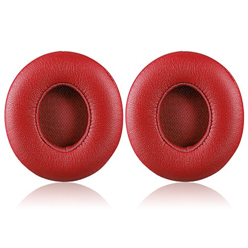 Solo 2.0 Wired Replacement Earpads, JARMOR Memory Foam Ear Cushion Cover for Beats Solo 2.0 Wired On Ear Headphones by Dr. Dre ONLY, (Does NOT FIT Solo 2.0/3.0 Wireless) (Red) - color: Red