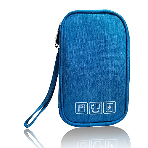Electronic Organizer Bag Cable Organizer Travel Cord Organizer Case Pouch Portable Carrying Case for Charger Hard Drive Earphone USB SD Card (Blue) - color: Blue