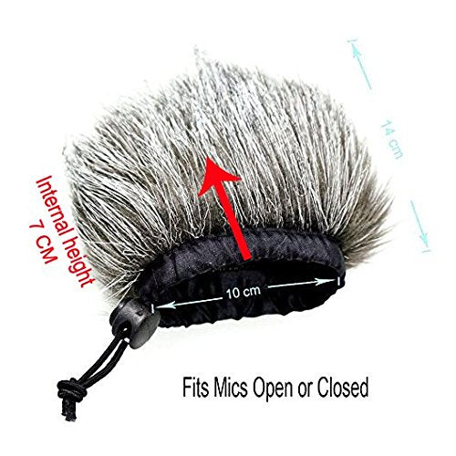 Furry Microphone Windscreen Wind Muff Compatible with Portable Digital audio Recorders up to 10cmX14cm fits Zoom H4n H5 H6 Tascam DR-40 DR-05 DR-07 Roland R-05 Olympus LS-100
