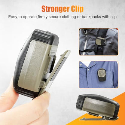 Wearable Bluetooth V5.3 Speaker, Clip Jobsite Speaker Waterproof | Clip-On Wireless, 30H Playtime, IPX7 Waterproof, TWS Portable, Built-in ENC Mic, for Home, Outdoor and Travel (Army Green)