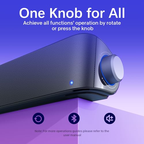 Nylavee Computer Speakers for Desktop PC, Bluetooth & AUX PC Sound Bar | 4-Driver Hi-Fi Stereo Sound, USB A/C Power, Built-in Mic and Headphone Jack, PC Speakers for Desktop, Laptop, Monitor - color: Black