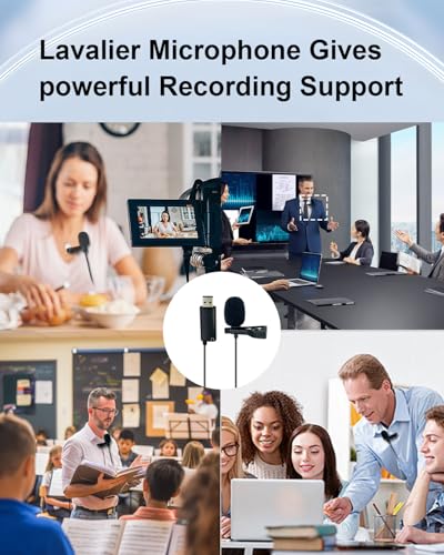 USB A Lavalier Microphone with 3.5mm Headphone Jack, 1.5M | Omnidirectional Computer Lapel Clip Mic for Windows PC Laptop for YouTube, Recording, Gaming, Streaming, Podcasting