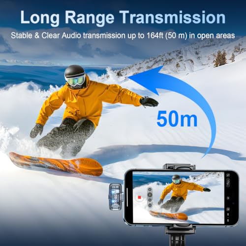 Wireless Lavalier Microphone 3-Level Noise Cancellation for iPhone | Ultralight(5g), Clear Voice, 50M Range, Plug-Play Mini Lav Mic for Android PC, TikTok, YouTube, Video Recording, Black