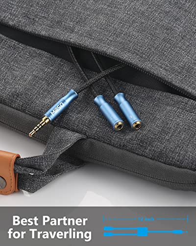 Headphone Mic Splitter 3.5mm Headset Adapter TRRS Male to 2 TRS Female [Nylon Braid & Young Series] Mic & Audio Y Splitter Cable for Gaming Headset to PC, Xbox, Laptop, PS4, PS5 | Nylon Braid, Mic & Audio Stereo Y Splitter Cable for Dual-plug Game Headset