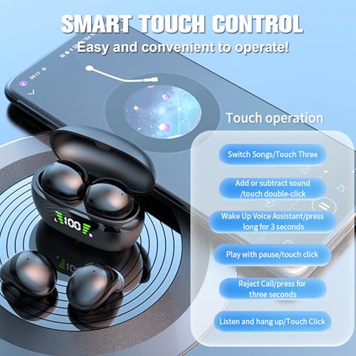 Wireless Small Mini Earbuds Bluetooth in Ear Soft Hidden Headphones Discreet Ear Buds ENC Noise Cancelling Men Women Low Profile Sleep Tiny Earphones for iPhone Android Work Sports Audiobooks - color: Black