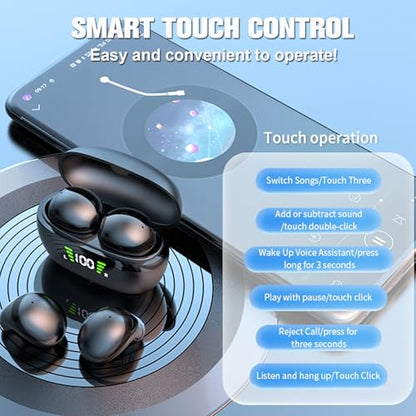 Wireless Small Mini Earbuds Bluetooth in Ear Soft Hidden Headphones Discreet Ear Buds ENC Noise Cancelling Men Women Low Profile Sleep Tiny Earphones for iPhone Android Work Sports Audiobooks - color: Black