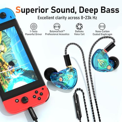 Audiovance Vibes 202M HiFi Wired Earbuds in-Ear Monitor Headphones with Mic - color: 7-Blue