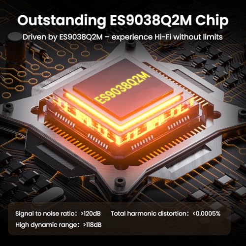 HIFI WALKER D20 DAC512 Portable Headphone Amp/DAC – USB Hi-Res Audio Dongle with 4.4mm Balanced & 3.5mm Output, ES9038Q2M + CT7601PR, Support PCM 768kHz/DSD512, CNC Aluminum, OLED Display