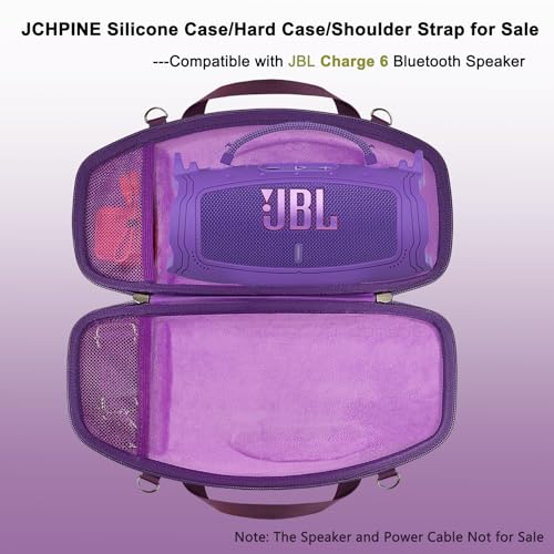 JCHPINE Silicone Cover and Carrying Case for JBL Charge 6 Bluetooth Speaker | Accessories for JBL Charge 6 AI Sound Bluetooth Speaker Protective Cases with Shoulder Strap (Purple) - color: Purple
