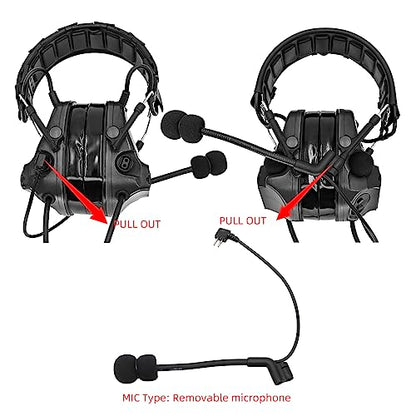 HEARFALCOM Dual Communication Tactical Headset with PTT Adapters U94 PTT Compatible with UV-5R, UV-82 Walkie Talkie Suitable for Airsoft Sports, Hunting, Hearing Protection(BK) - color: Black