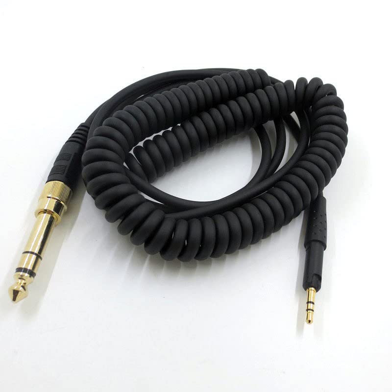 V-MOTA Replacement Spring Coiled Aux Cable Extension Cord with 6.35mm Adapter for Sennheiser HD599 HD598 HD518 HD558 HD579 HD569 Headphones,10 Foot
