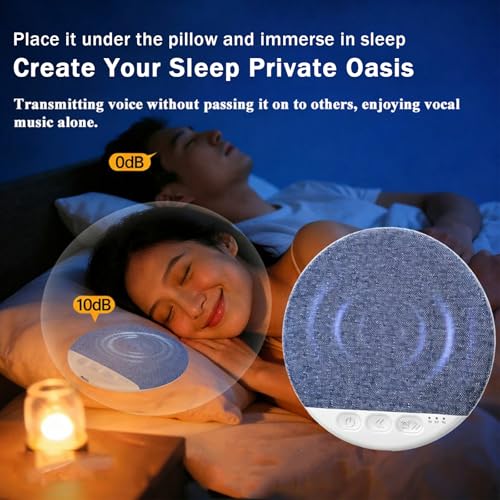 Bluetooth Pillow Speaker for Sleeping, Mini Portable Under Pillow Speaker with White Noise Timer Wireless Sleep Aid with Stereo Bass Private Sleep Headphones for Side Sleeper Adult Kid
