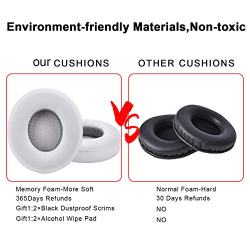 Professional Replacement Ear Pads for Beats Solo 2 & Solo 3 Wireless On-Ear Headphone/Soft Protein Leather/Noise Isolation Memory Foam/Strong Adhesive Tape/Cloud Like Comfort/Extra Durable - color: Grey