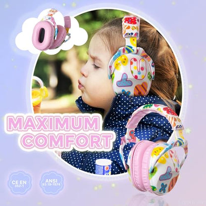 Kids Ear Protection Safety Ear Muffs, NRR 25dB Noise Reduction Children Earmuffs, Hearing Protectors for Sleeping, Studying, Airplane, Concerts, Fireworks-Letter with Pink Band - color: Pink Band New Letter