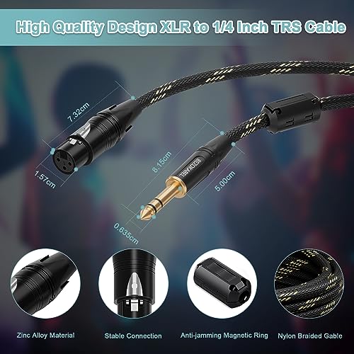 XLR to 1/4 Cable, XLR Female to 1/4 Cable 25FT 2Pack | TRS to 1/4 inch (6.35mm) , Quarter Inch to Balanced Microphone Cable - size: 25ft 2Pack, style: XLR Female to 6.35
