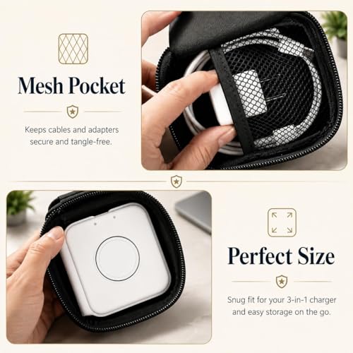 Hard Case for UCOMX/Hicober 3-in-1 Charger, Box Only | Hard shell case for UCOMX, Hicober, Iseyyox, LISEN and RTOPS 3-in-1 charger users, with divider and mesh pocket - color: Black