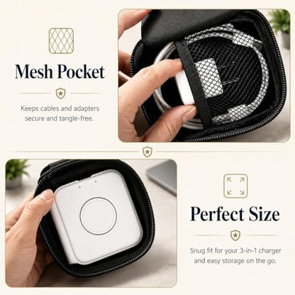 Hard Case for UCOMX/Hicober 3-in-1 Charger, Box Only | Hard shell case for UCOMX, Hicober, Iseyyox, LISEN and RTOPS 3-in-1 charger users, with divider and mesh pocket - color: Black