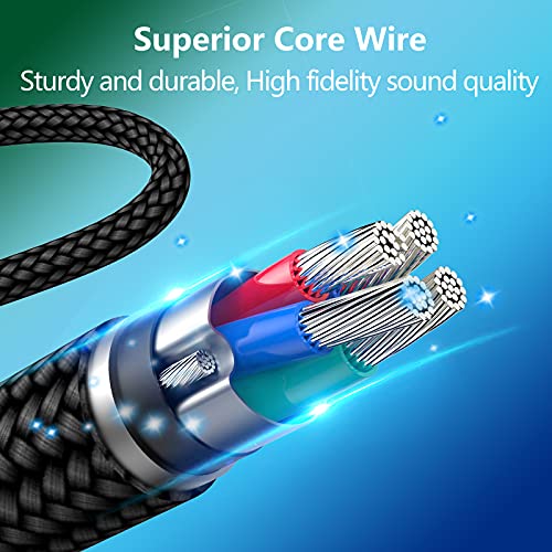 2.5mm to 3.5mm Replacement for Bose Headphone Cord, Nylon Braided Wire | 1.5m/4.9Ft Audio Cable for Bose 700 QC25 QC35 QC35 II OE2 AE2, JBL E45BT E55BT E65BTNC, AKG with Inline Mic & Volume Control