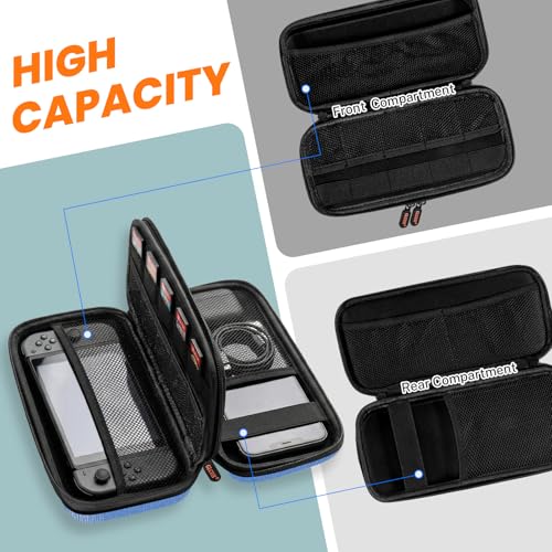 Hard Shell Carrying Case, Electronics Organizer Travel Case | Double-Layer ,Portable Tech Zipper Pouch for Charger, Phone, Power Bank, External Hard Drive & USB Flash Drive - color: Marine-Blue