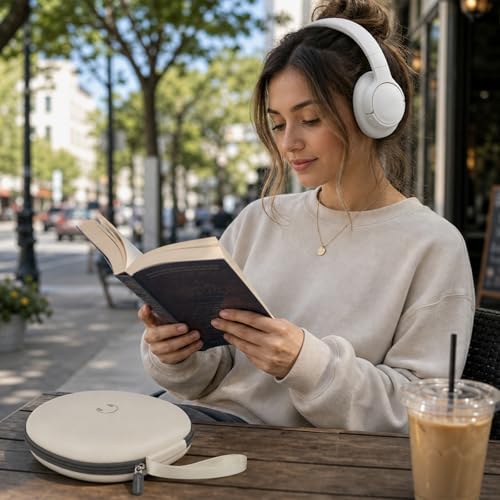 Comecase Headphone Case for JBL Tune 770NC，for JBL Live, 770NC, 660NC, 650B | Adjustable Divider, Cable Space and Carry Handle for Commuting, Gym and Travel, Students and Music Lovers, Case Only - Beige - color: Off-white