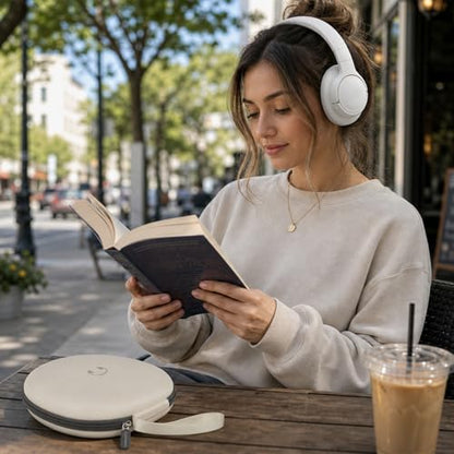 Comecase Headphone Case for JBL Tune 770NC，for JBL Live, 770NC, 660NC, 650B | Adjustable Divider, Cable Space and Carry Handle for Commuting, Gym and Travel, Students and Music Lovers, Case Only - Beige - color: Off-white