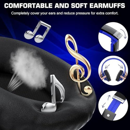 6S Bluetooth Headphones Over-Ear, Hi-Fi Stereo Foldable Wireless Stereo Headsets Earbuds with Built-in Mic, Volume Control, FM for iPhone/Samsung/iPad/PC (Blue) - color: Blue