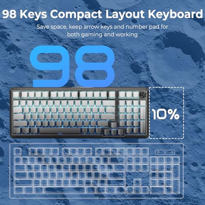 Redragon K688SP-RGB-PRO 96% Three-Mode Mechanical Keyboard Gasket Structure RGB hot Plug 8000mAh with knob Black and Gray Gradient Side Engraved keycaps - color: Gray Gradient