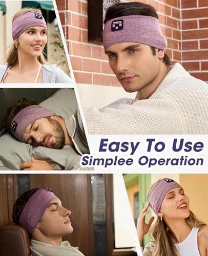 Perytong Bluetooth Headband with Wireless Sleeping Earbuds for Side Sleepers, Workout, Running, Insomnia, Travel, Yoga - color: PureViolet