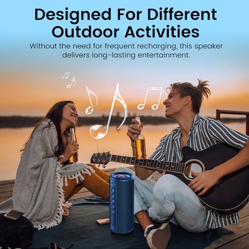 Portable Bluetooth Speaker, 2026 Bluetooth 5.4 Wireless Speaker with 20W HD Loud Stereo Sound, 20H Playtime, LED Lights, IP7, TWS Pairing, Built-in Mic, for Outdoor, Home, Beach, Party, Gift, Blue - color: Bright Blue