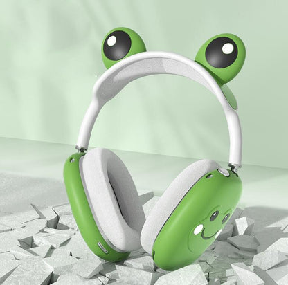 Cute 3 in 1 Silicone Protective Cover Case Frog Shockproof Ear Pad Ear Cups Headband Cover Ear Cushion Ear Muff Dust Protector for AirPods Max (Green) - color: Green