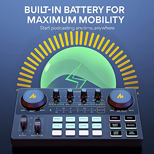 MAONO Podcast Equipment Bundle with Audio Mixer & 3.5mm Mic for Streaming | All-in-one audio production, PC and smartphone-compatible, 4 custom soundpads, for creators, home podcast setup AU-AM200-S6 - color: AU-AM200-S6 Black