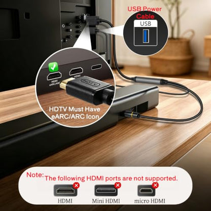 192kHz HDMI eARC to Optical Audio Adapter - 10FT,Not Support CEC - size: 10FT