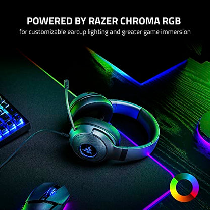 Razer Kraken V3 X Wired USB Gaming Headset, Lightweight, Black | TriForce 40mm Drivers, HyperClear Cardioid Mic, 7.1 Surround Sound, Chroma RGB Lighting - color: Black, size: Standard, style: Kraken V3 X