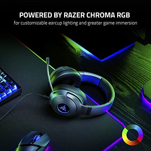Razer Kraken V3 X Wired USB Gaming Headset: Lightweight Build - Triforce 40mm Drivers - HyperClear Cardioid Mic - 7.1 Surround Sound - Chroma RGB Lighting - Black,(Pack of 8) - color: Black, size: Standard (Pack of 8), style: Kraken V3 X