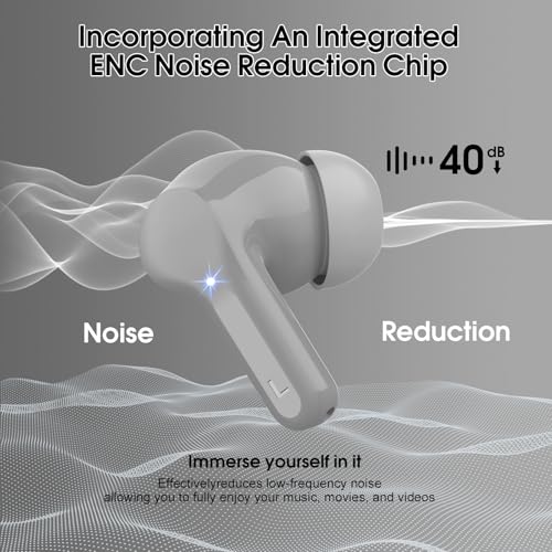 Wireless Earbuds, Bluetooth 5.4 Headphones HiFi Stereo, Bluetooth Earbuds | With ENC Noise Cancelling Mic, IP7 Waterproof in Ear Earphones, 48H, LED Display Ear buds for Pad Phones Workout Sports, Grey - color: Grey