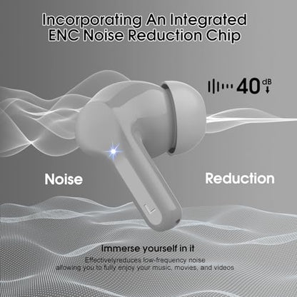 Wireless Earbuds, Bluetooth 5.4 Headphones HiFi Stereo, Bluetooth Earbuds | With ENC Noise Cancelling Mic, IP7 Waterproof in Ear Earphones, 48H, LED Display Ear buds for Pad Phones Workout Sports, Grey - color: Grey
