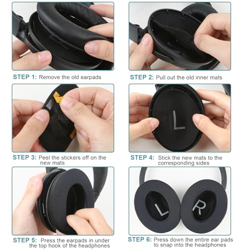 Ear Cushions for Bose QuietComfort 45 QC45 QC35 ii QC35 Ear Pads Headphones Gel Earpads Replacement with Upgraded Memory Foam, Cooling Silicone Gel and Milk Silk Fabric - color: QC45 Black, style: Milk Silk Fabric+Silicone Gel