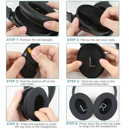 Ear Cushions for Bose QuietComfort 45 QC45 QC35 ii QC35 Ear Pads Headphones Gel Earpads Replacement with Upgraded Memory Foam, Cooling Silicone Gel and Milk Silk Fabric - color: QC45 Black, style: Milk Silk Fabric+Silicone Gel