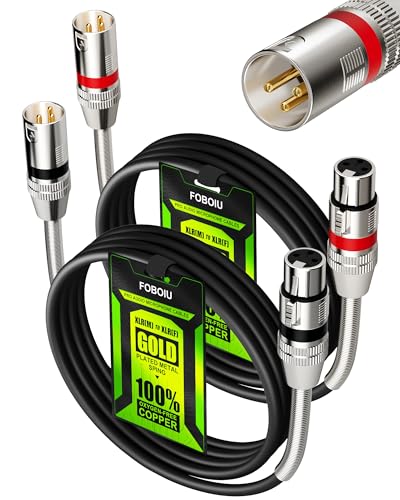 XLR Cables 6ft 2 Pack, Shielded Balanced 3-pin Male to Female | XLR Microphone Mic Cable, Oxygen-Free Copper (OFC) XLR Cable Speaker Cord with Gold-Plated Connectors, Metal Spring Black - size: 6 Feet, style: 2 Pack