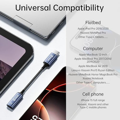 USB C to Lightning Audio Adapter, USB Type C Male to Lightning Female Headphone Converter, Compatible with iPhone 16/15 Full Series, iPad Pro, iPad Air 6/5/4,MacBook (usb c to lightning adapter) - size: usb c to lightning adapter