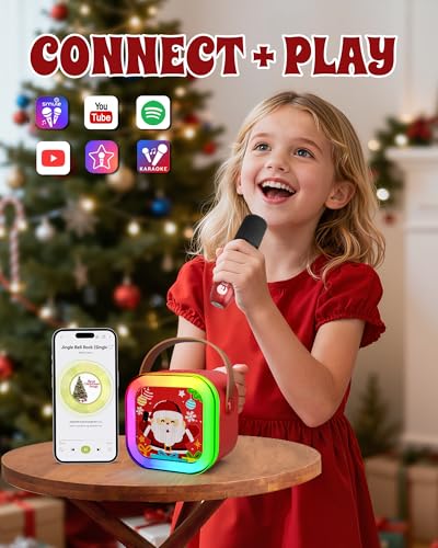 CscyyAmz Mini Karaoke Machine for Kids Girls & Boys - Portable Bluetooth Speaker with 2 Wireless Microphones - Kids Birthday Gifts for Ages 4-10 - Red - style: Red
