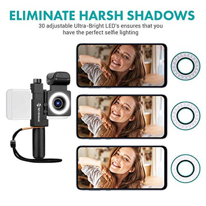 Movo SmartCine Complete Smartphone Video Rig with Built-in Stereo Microphone, LED Light, Wide-Angle and Fisheye Lenses - Youtuber Kit Compatible with iPhone/Android Phones - YouTube, Tik Tok Equipment