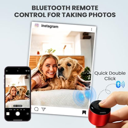 Best Mini Portable Bluetooth Speaker with HD Sound & Bass I Smallest Wireless Bluetooth Speakers for Phone/PC/Tablet I Photo Selfie Button Answer Phone Calls I Cute Tiny Speaker (Red) - color: Red