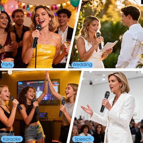 Karaoke Wireless Microphones for Singing with Auto 2.4GHz Stable Reception