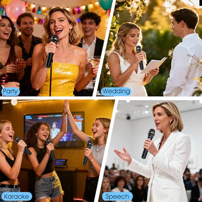 Karaoke Wireless Microphones for Singing with Auto 2.4GHz Stable Reception