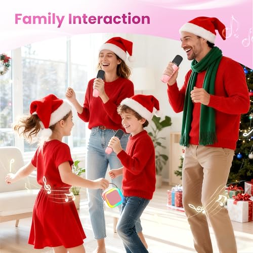 Mini Karaoke Machine, Portable Bluetooth Speaker & 3 Wireless Microphones | Karaoke Player Karaoke Microphone For Family Home Party Outdoor With HI-FI Sound | 5 Magic Sound | PA System | USB | TF | AUX - color: Lavender