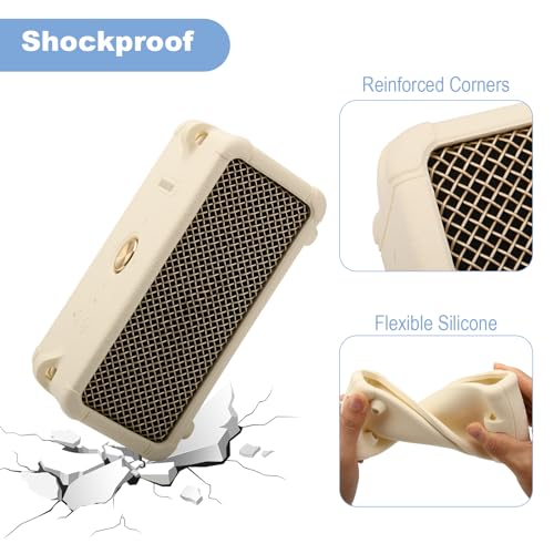 Silicone Cover for Marshall Emberton III Speaker, Soft Silicone Case Replacement Protective Skin Cover Portable Travel Sleeve with Shoulder Strap (Case Only) (Cream) - color: Cream