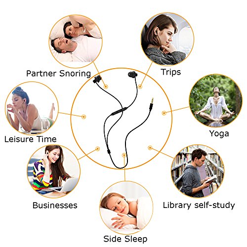 Sleep Headphones, MAXROCK Ultra Soft Comfortable In-ear Earphones w Mic and Volume Control Sound Blocking Earplugs Earbuds for Sleeping, Snoring, Bedtime, Relaxation, Air Travel, Insomnia & Meditation - color: Black with Volume Control