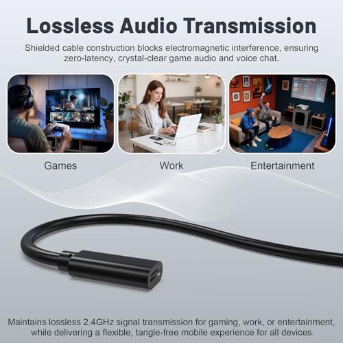 USB-C to USB-A Adapter Cable for SteelSeries Arctis 7X, Arctis 7P, Arctis 1 Wireless Gaming Headset Audio Transmitter Adapter, 4.9ft