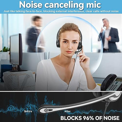 Wantek Phone Headset with Microphone Noise Cancelling,Telephone Headset 2.5mm Jack Compatible with Panasonic AT&T Uniden Cisco Linksys Grandstream Vtech Polycom Cordless Office Phones - size: 602-2.5mm